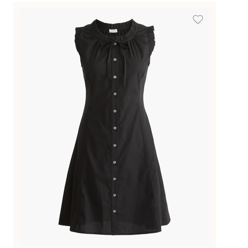 J. Crew Black Sleeveless Button-Front Mini Dress